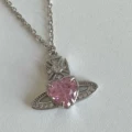 Pink heart zircon necklace