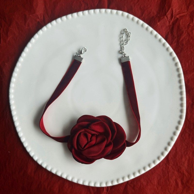 Cross-Border New Product Ankora Red Collar Rose Choker Clavicle Chain Christmas and New Year Necklace for Women