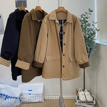 Autumn and Winter new Korean style maternity clothes fashionable mid-length thickened cotton-padded coat loose plus size maternity trench coat