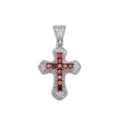 Silver red zirconium (with 24inch twist chain) bubble cross
