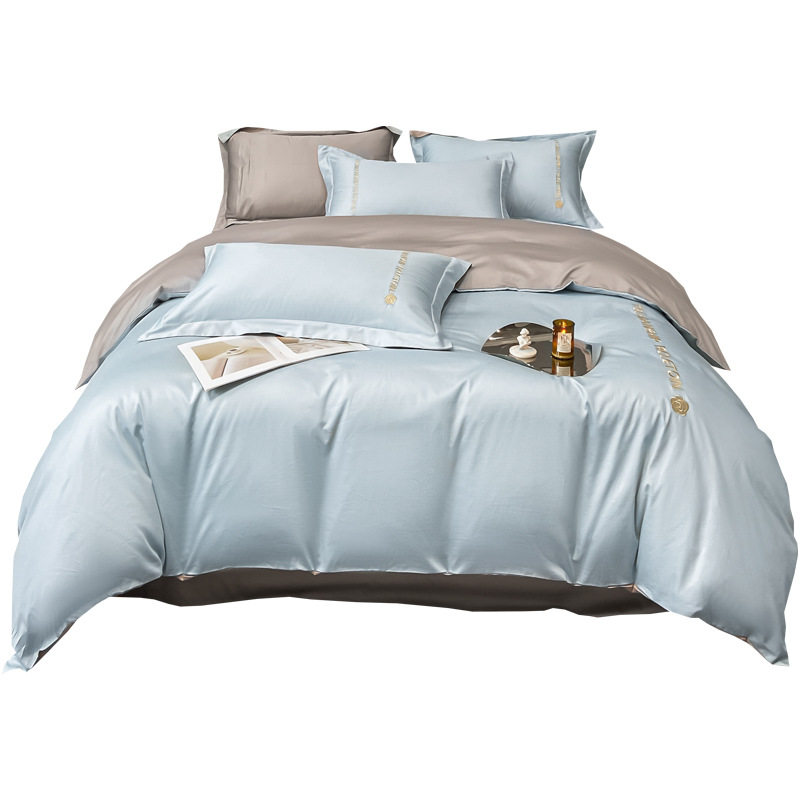 Light Luxury Washed Ice Silk Four-piece Set High-end Embroidered Bed Sheet Quilt Cover Three-piece Set Summer Bedding Wholesale