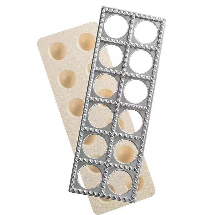 Cross-border Creative Dumpling Mold 12-hole Aluminum Alloy Dumpling Mold with Tray Quick Dumpling Making Artifact Kitchen Gadget