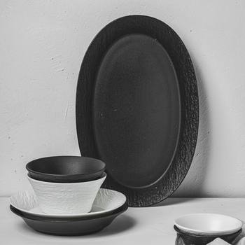 Simple Ceramic Tableware Creative Hotel Household Plate Dishes Combination Amazon Foreign Trade Stone Pattern Gift Tableware