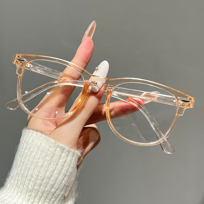 Tea Tortoise Shell Rice Nail Glasses Frame 2025 New Big Face Slimming Look Ultra-Light Flat Glasses