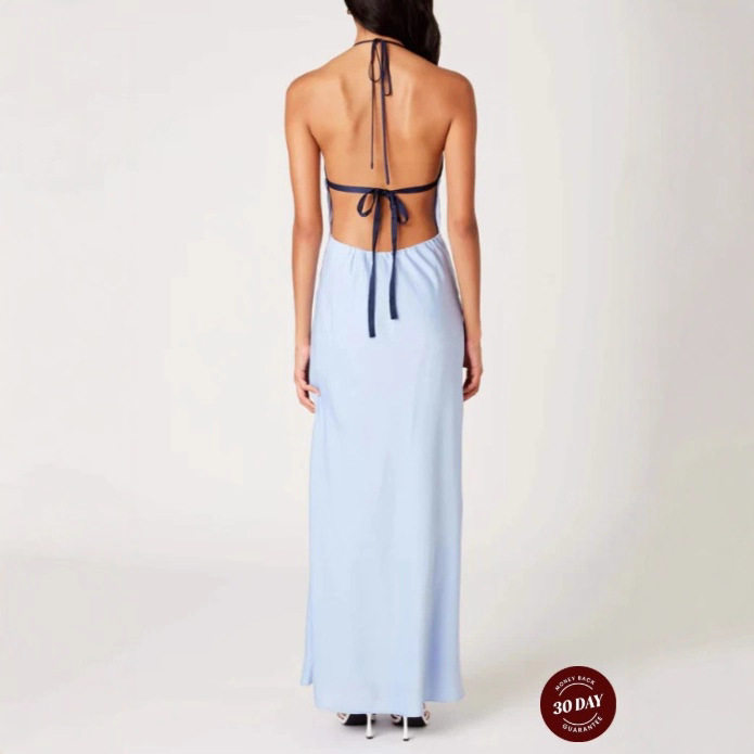 Summer Womens Color Block Spaghetti Strap Dress Sexy V Neck Open Back Casual Style Wholesale Available