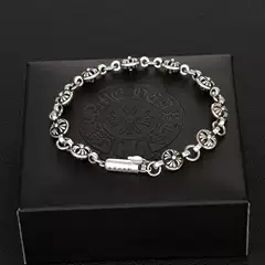 ch Crown Xingtai Silver Retro Switch Carved Bracelet Personalized European and American Classic Hip-hop Punk Style Couple Bracelet