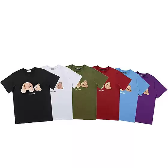 Wholesale cross-border European and American fashion brand palm angel decapitated bear printed short sleeve t-shirts for men and women couples high street half sleeve