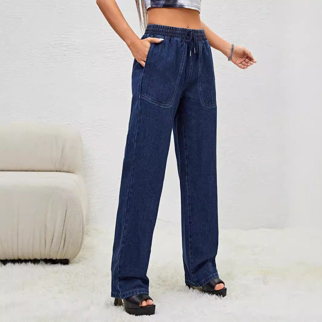 Womens Fashion Slim Fit Straight Leg Jeans New Style Comfortable Fabric Versatile for Casual Wear Wholesale Available