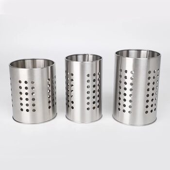 Thickened Stainless Steel Chopsticks Holder Tableware Barrel Kitchenware Storage Barrel Kitchenware Round Hole Hollow Drain Tube Chopsticks Cage