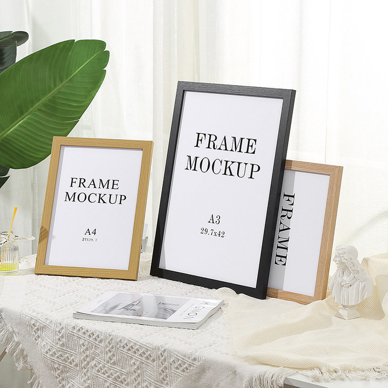 Wooden photo frame table wholesale jigsaw frame A3A4 simple wall frame 4K8K creative photo wall