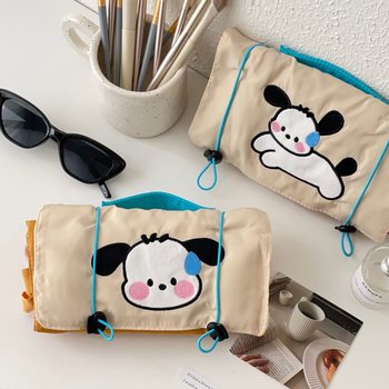 Cute Foldableing Cosmetic Bag for Women, Large Capacity, Portable Travel Skin Care Product Toiletry Bag, Partitioned Removable Storage Bag