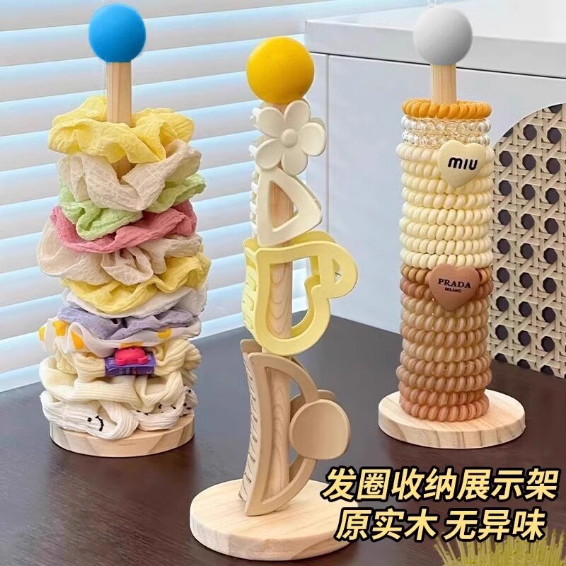 Log Hair Band Storage Artifact Shark Clip Kidsren's Rubber Band Headband Ins Style Wire Reel Upright Storage Rack