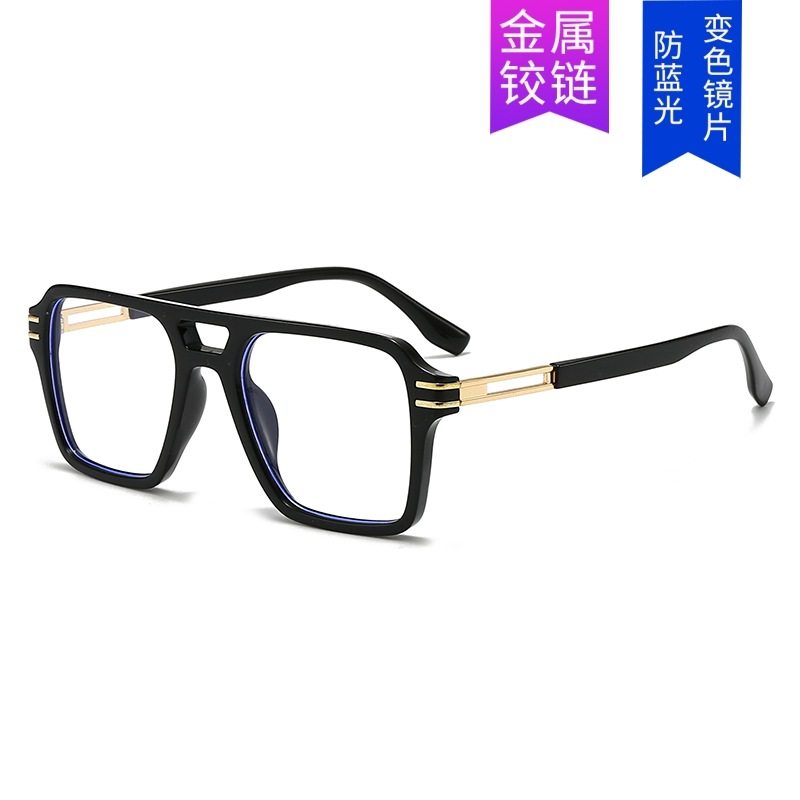 New Style Simple Anti-blue Light Flat Mirror Full Frame Retro Fashion Glasses Internet Celebre Same Style Frame Double Beam Flat Mirror