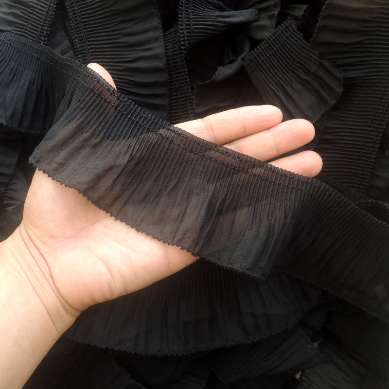 Good Quality Linen Pleated Chiffon Lace Day Single Organ Pleated Lace Clothes Accessories Decorative Sleeve diy