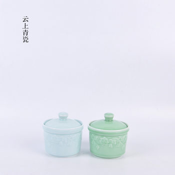Cloud celadon stew Cup household water stew ceramic with lid Bird's Nest water steaming egg soup cup tableware wholesale