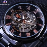 Aliexpress forsining часы мужские часы модные повседневные золотые часы со стальным ремешком полые автоматические механические часы