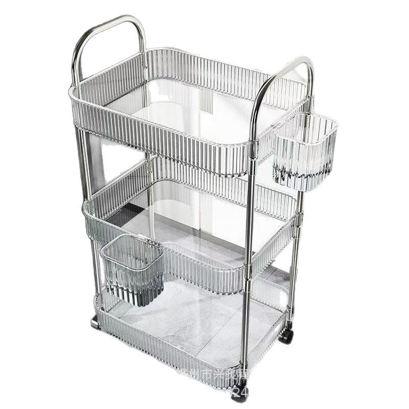 Acrylic Trolley Storage Rack for Home Living Room Multi-Layer Snack Storage Rack Bedroom Bedside Transparent Storage Rack