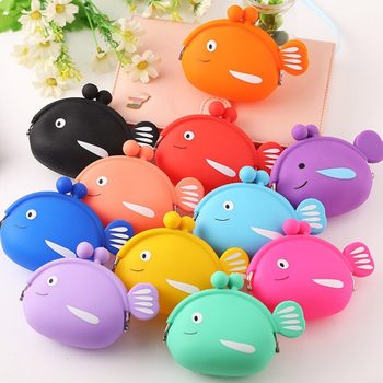 New cute little fish creative cartoon coin purse silicone portable pocket earphone bag key case