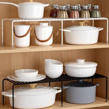 Cabinet kitchen seasoning storage rack space-saving multi-functional telescopic combination pot bowl chopsticks storage rack iron