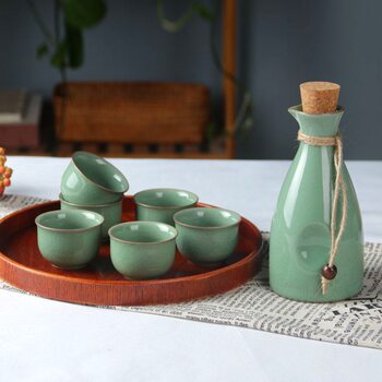 Wholesale Xiaoli Celadon Wine Set, Yellow Wine Ceramic Wine Dispenser, Chinese Antique Wine Warmer, Soju Cup, Sake Cup