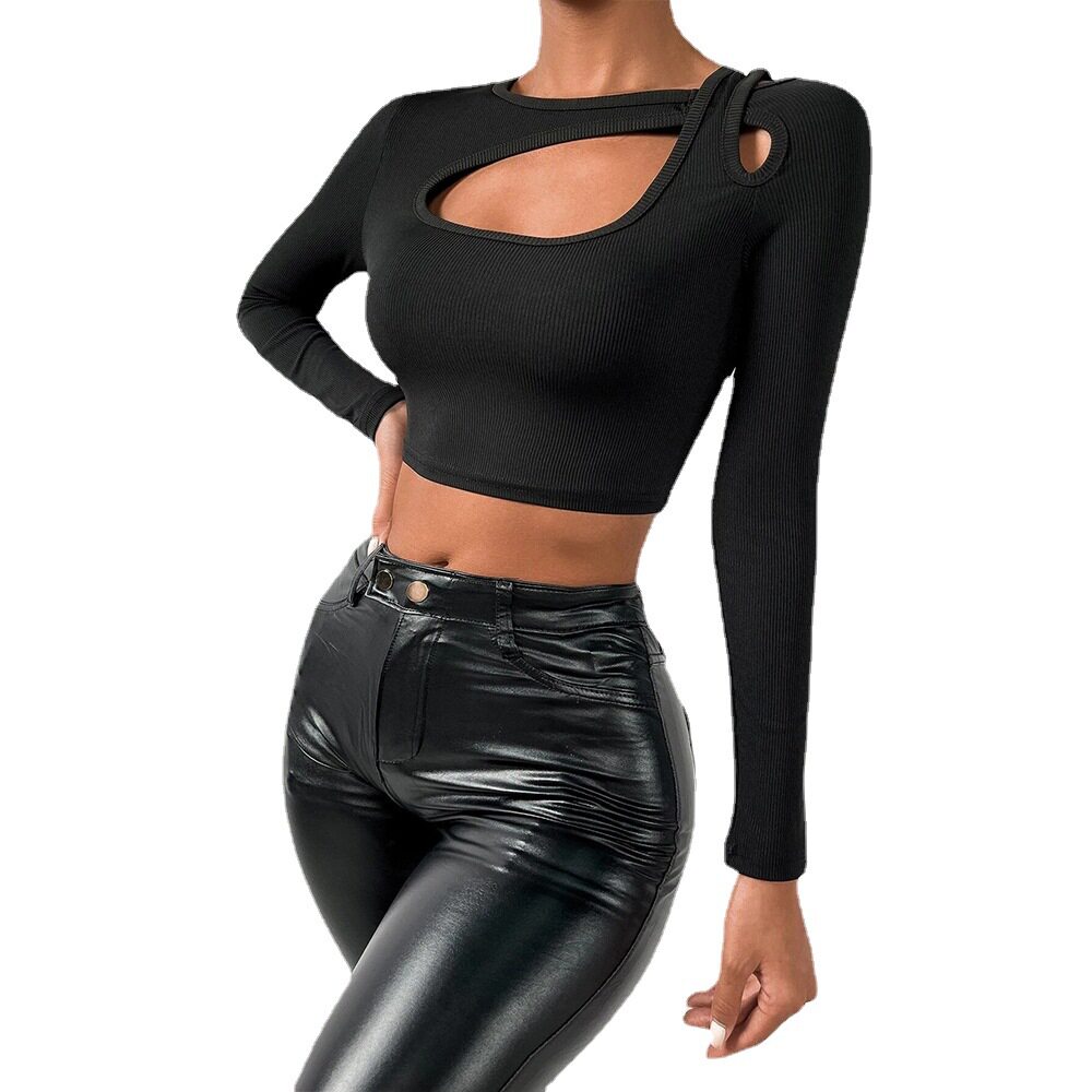 Slim Fit Long Sleeve T Shirt Sexy Short Style European and American Fashion Casual Wear for Women Wholesale Available