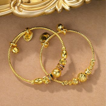Cross-border fashion children's jewelry kids gold push-pull beaded bracelet wholesale gift-giving fashion accessories