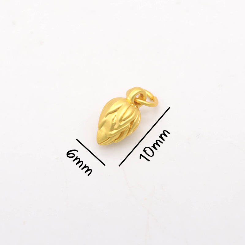 平安喜乐沙金吊坠挂件diy手链手串配件古法金小福牌铃铛串珠配饰