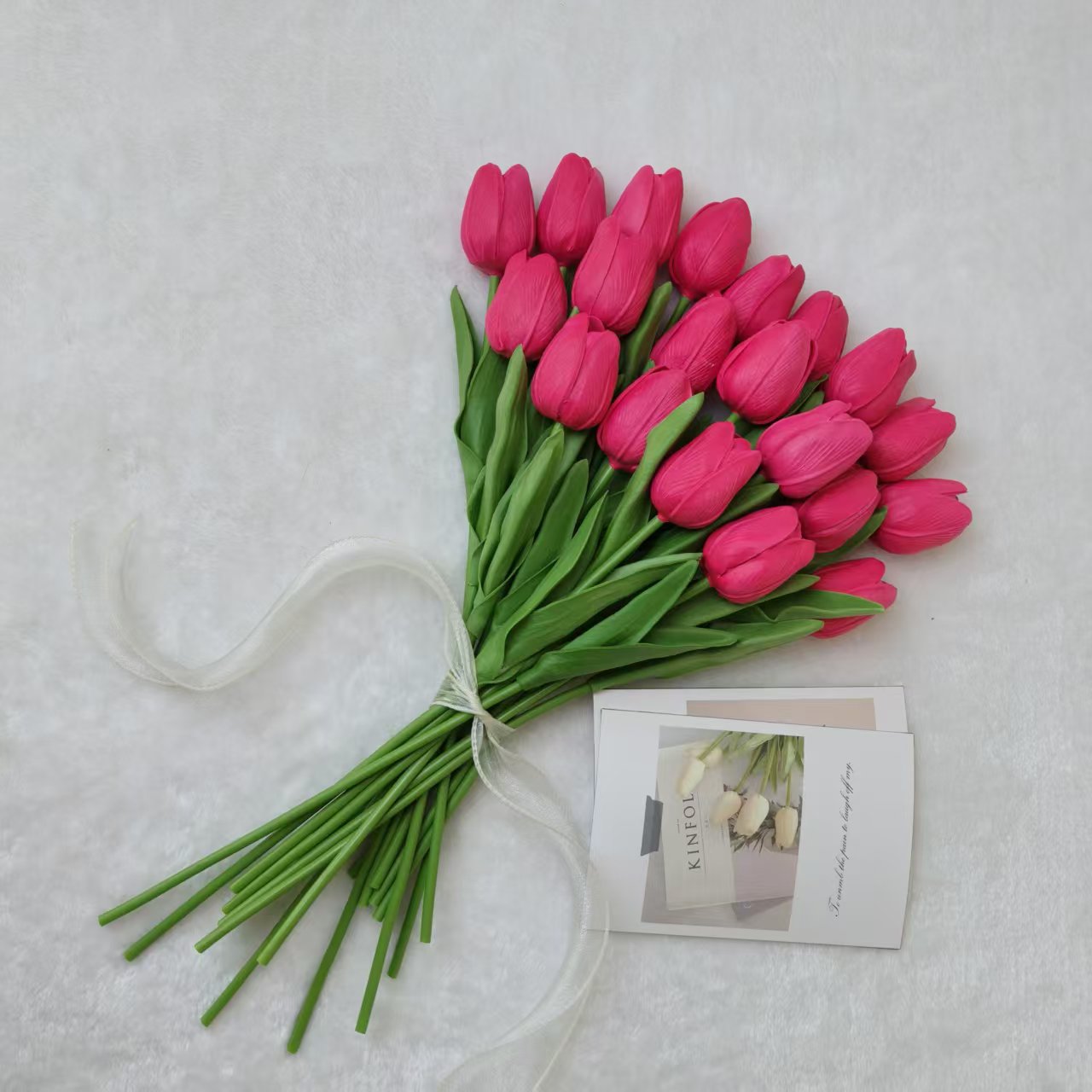 佰顺郁金香仿真花婚礼假花花束拍摄道具家居客厅装饰PU仿真花批发