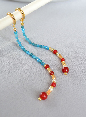 设计师原创项链毛衣链磷灰石流苏