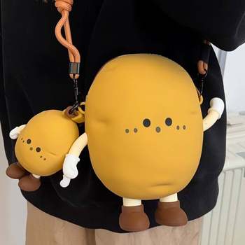 2025 New Cute Potato Mobile Phone Bag Coin Purse Creative Casual Shoulder Crossbody Bag Mini Silicone Headphone Bag