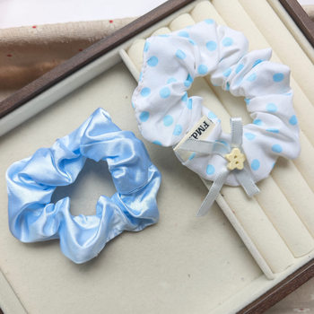 New Sea Salt Blue Polka Dot Mori-Style Scrunchie Summer Versatile Fresh Bun Hair Tie Hair Rope Hair Accessory