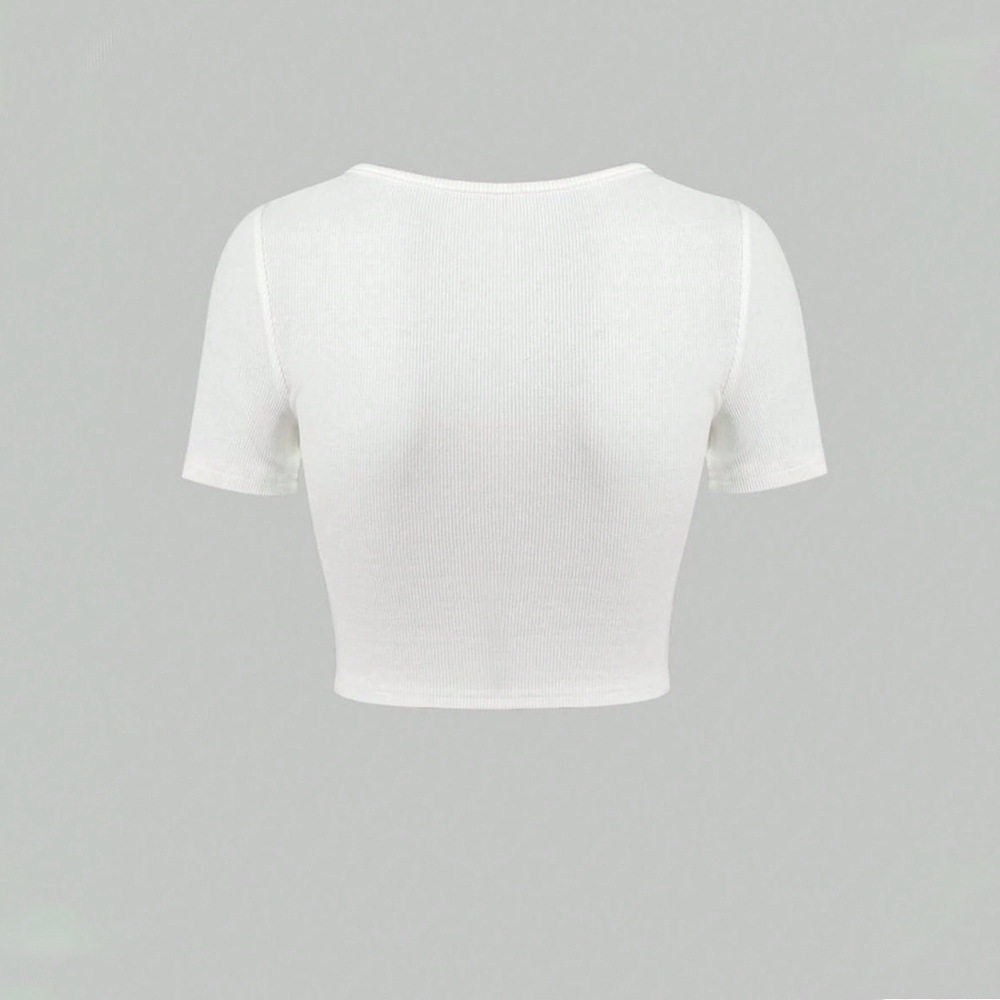 Sexy Deep V Neck T Shirt Slim Fit Short Length Summer Style Womens Casual Wear Wholesale Available