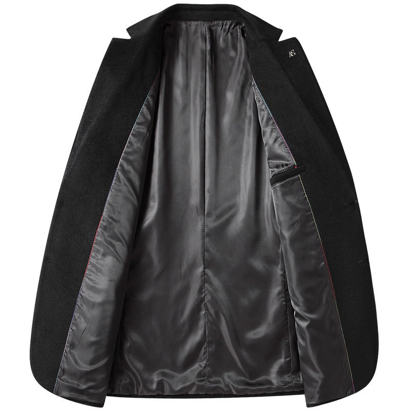 Mens Wool Blend Overcoat Autumn Winter Short Jacket Tailored Fit