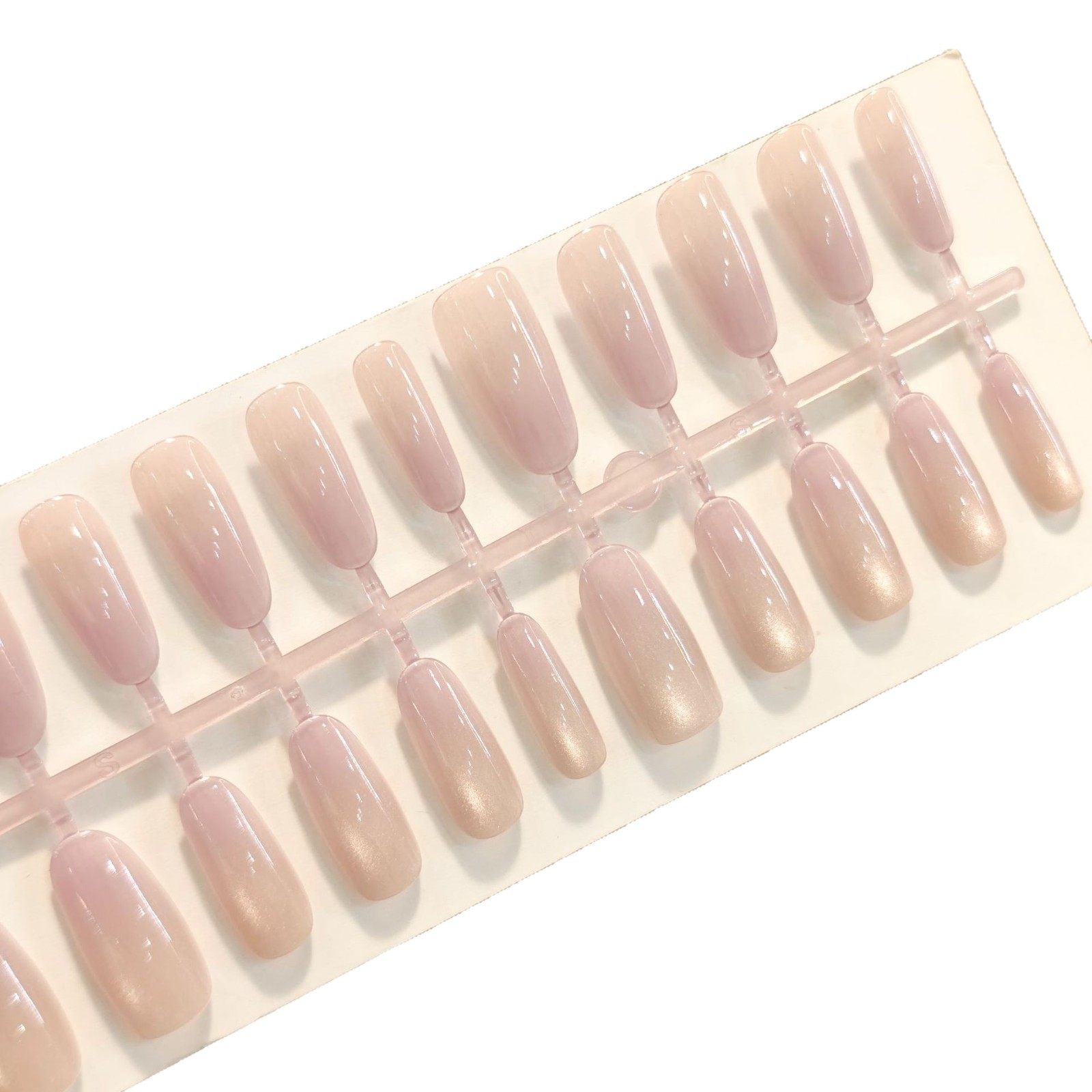 Wearable Manicure, Simple Pure Color White Moonlight Flash Cat Eye Wearable Nails, Thickeneded Semi-Handmade Nail Strips, Fake Nails