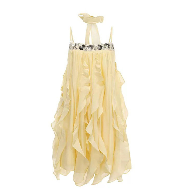 Đầm maxi nữ thắt eo phong cách Pháp cổ điển, tay loe, cổ tròn, chất liệu polyester mềm mại — Hồng, Vàng chi tiết 8