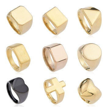 European and American Popular Titanium Steel Casting Rings, Geometric Glossy Stainless Steel Rings, Men's and Women's Rings with Logo Printing