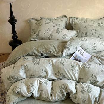 Exported to Japan High Weight Original Hemp Wrinkled Yarn Four-Piece Retro Style Linen Set Home Bedding