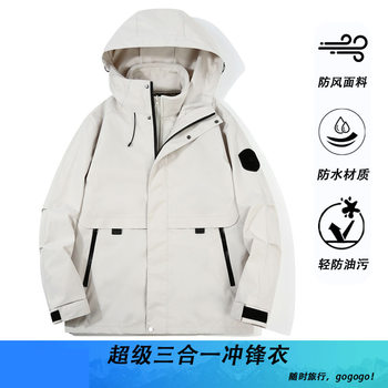 Three-In-One Graphene Jacket with Custom Printed Logo Waterproof and Windproof Jacket Outdoor Work Clothes Embroidered Mountaineering Jacket