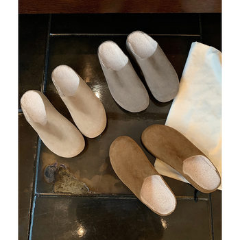 Boconstudio Genuine Leather Thick-Soled Fleece-Lined Birkenstock Shoes for Women, Winter Outdoor Slip-On Closed-Toe Birkenstock Half-Slippers