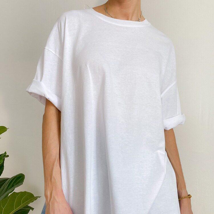 Womens Loose Fit Cotton Short Sleeve T Shirt Comfortable Round Neck Solid Color Summer Style Wholesale Available