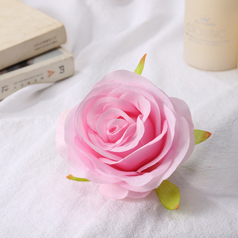 仿真玫瑰花头DIY假花绢花婚庆婚礼花材胸花发饰装饰花玫瑰花批发