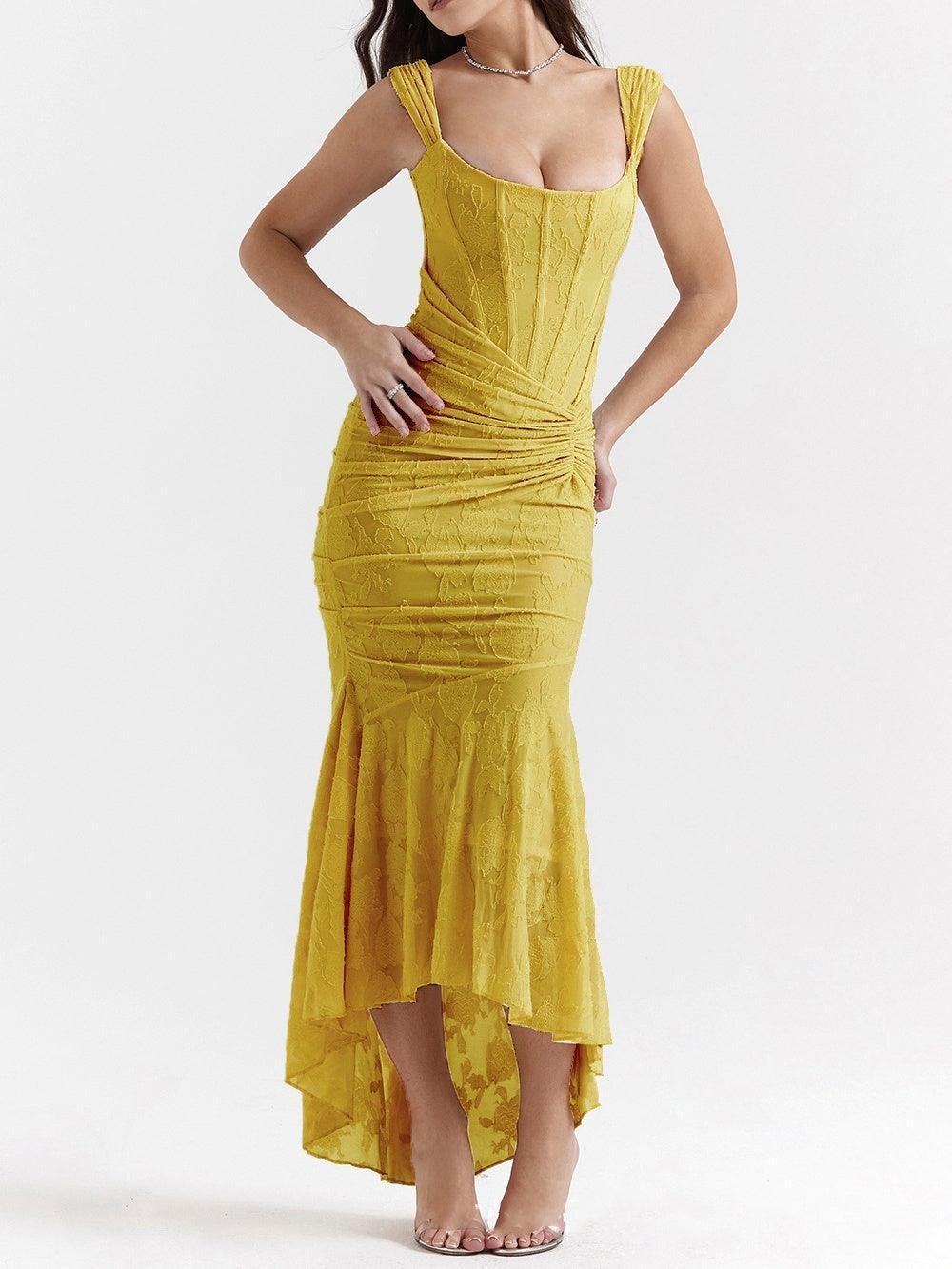 Sleeveless Bodycon Dress Solid Color Low Neckline Elegant Style Spring Summer Occasion Wholesale Available