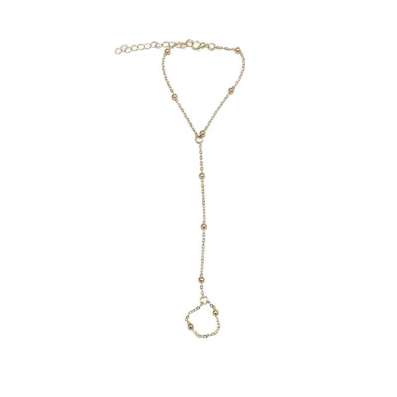 Cross-border hot-selling metal ball bracelet women's simple ins cold wind imitation pearl slave chain with finger jewelry wholesale