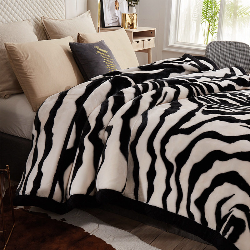 2025 New Winter Blanket Raschel Blanket Milk Coral Velvet Double Layer Thickeneded Warm Machine Washable Blanket