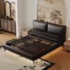 Electric Suspended Tofu Block Italian Leather Bed Bedroom Remote Control Multi-Functional Double Bed Intelligent Lifting Wedding Bed