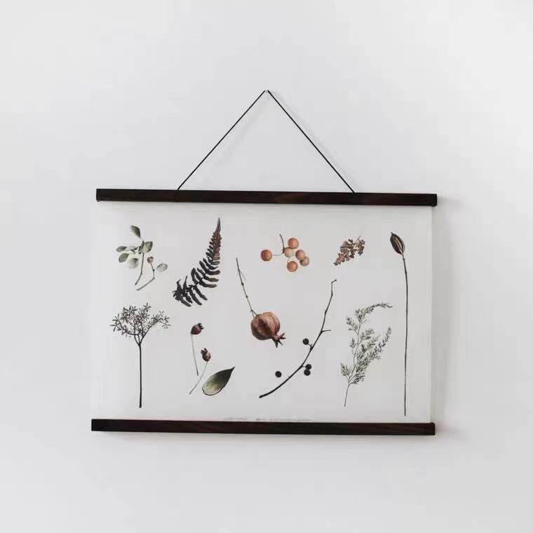 Wholesale and retail paint hanging shaft wooden diy black solid wood magnetic suction painting shaft simple calligraphy magnet hanging painting clip