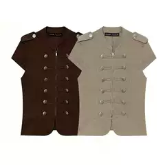 Pb&Za Women's Clothing 2026 Summer New Fashion Style Chanel-Inspired Zipper and Button-Decorated Vest 0264038