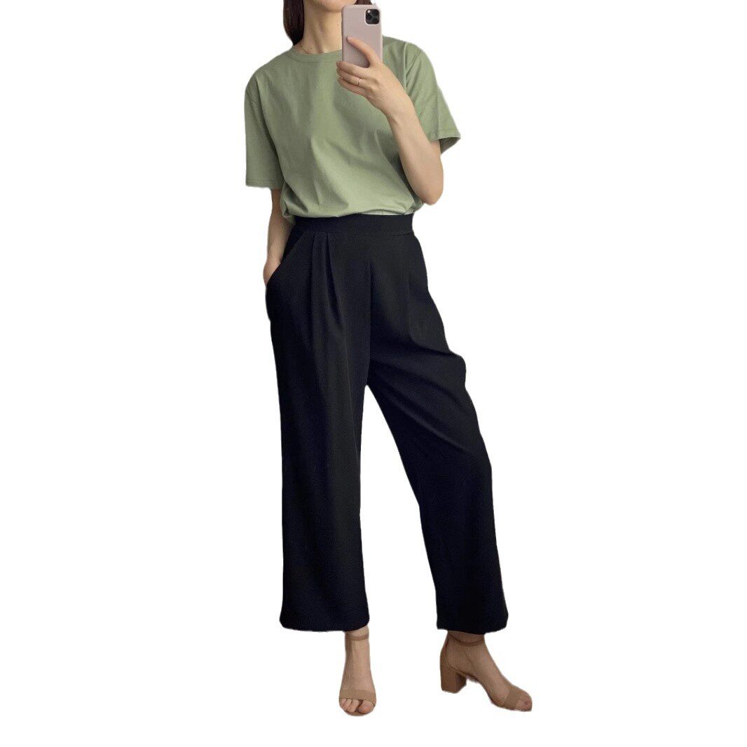 High Waisted Wide Leg Trousers Spring Collection Casual Style Flared Design Versatile for Everyday Wear Wholesale