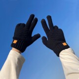 Трансграничные вязаные перчатки зимние женские двухслойные плюс бархатные утолщенные морозостойкие и теплые перчатки с сенсорным экраном для езды на велосипеде на открытом воздухе