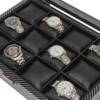 in stock wholesale carbon fiber grain wood silk cotton pillow 12 watch storage collection display box 12 watch box